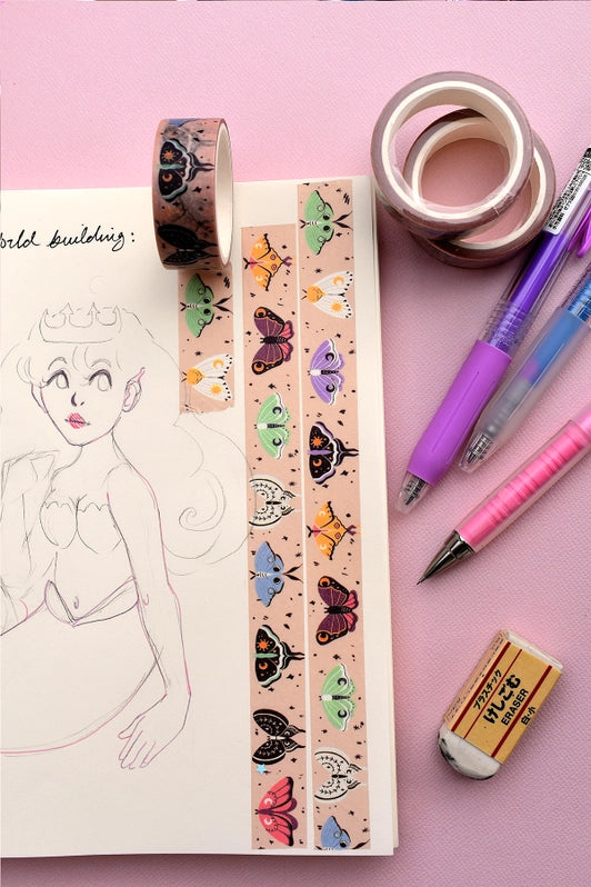 Whimsical Moths Washi Tape