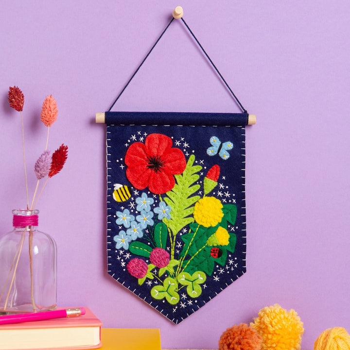 Wildflower Pennant Wool Felt Embroidery Kit