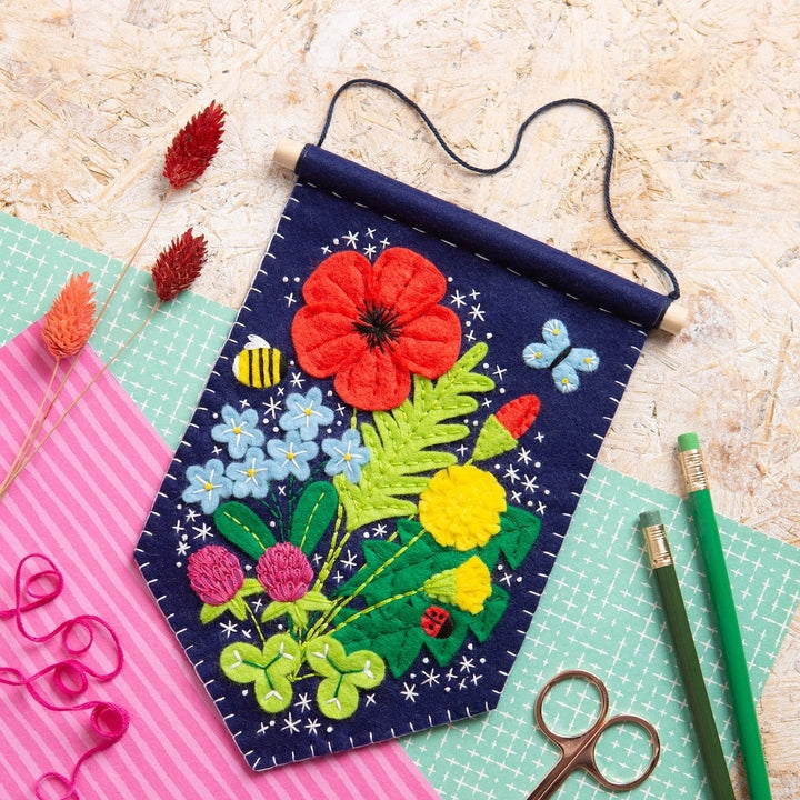 Wildflower Pennant Wool Felt Embroidery Kit