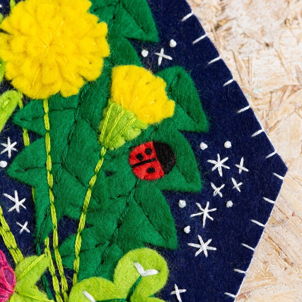 Wildflower Pennant Wool Felt Embroidery Kit