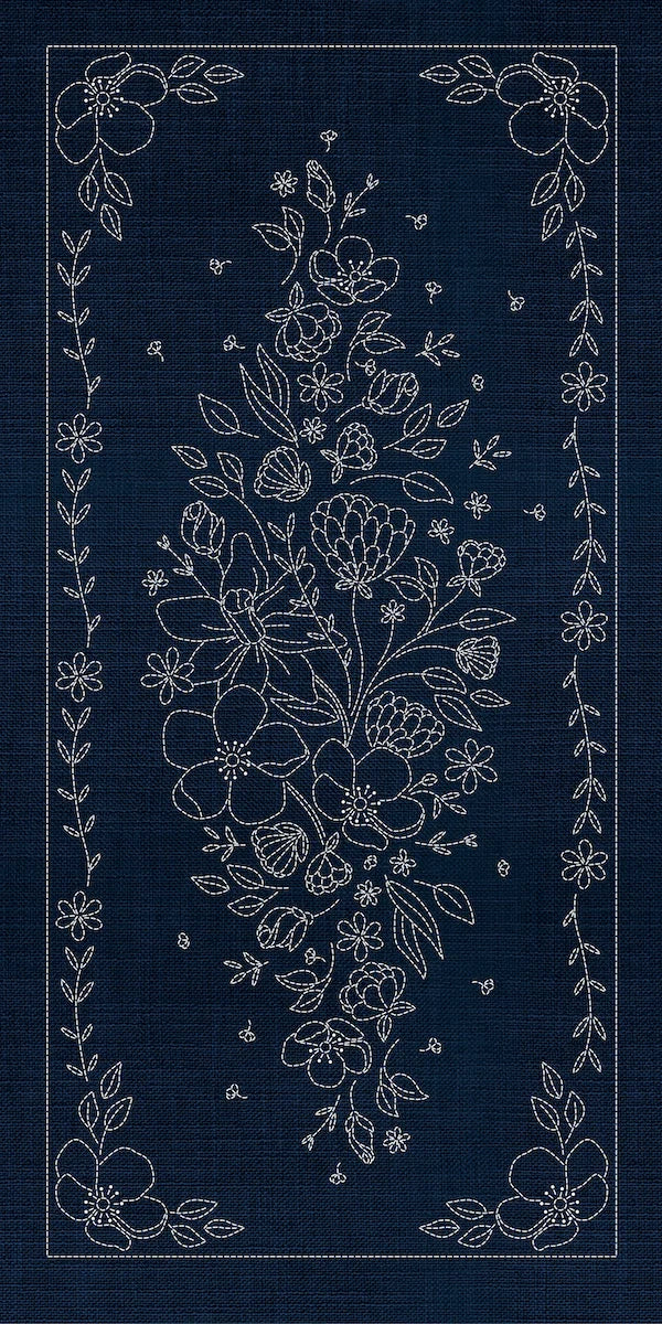 Large Sashiko Panel - Wildflowers (WF08)