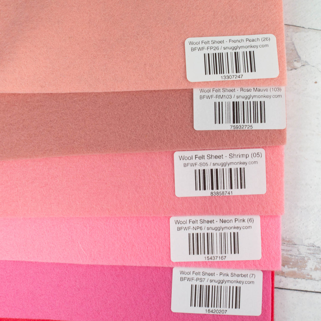 Wool Felt Sheet Collection - Pink/Red