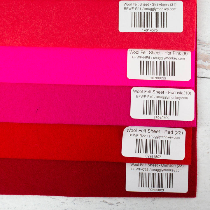 Wool Felt Sheet Collection - Pink/Red
