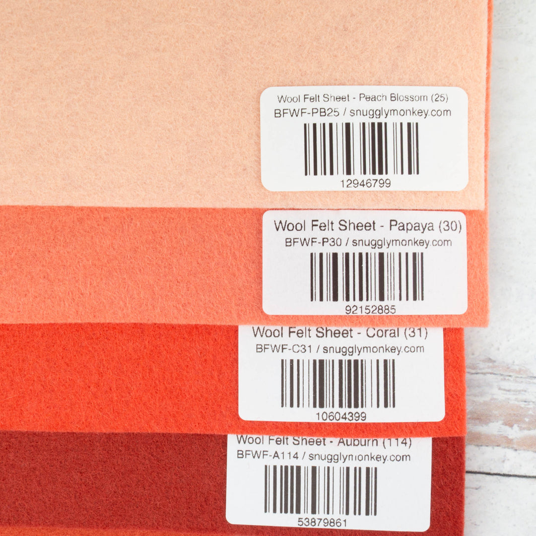 Wool Felt Sheet Collection - Orange