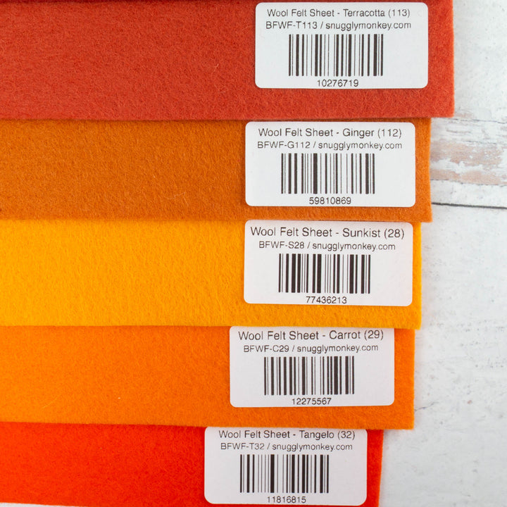 Wool Felt Sheet Collection - Orange