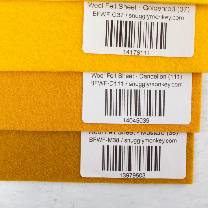 Wool Felt Sheet Collection - Yellow