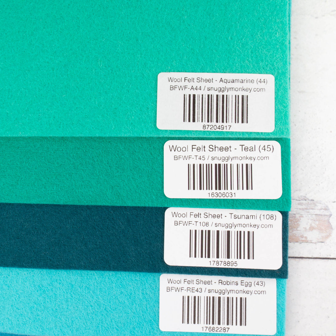 Wool Felt Sheet Collection - Teal/Blue