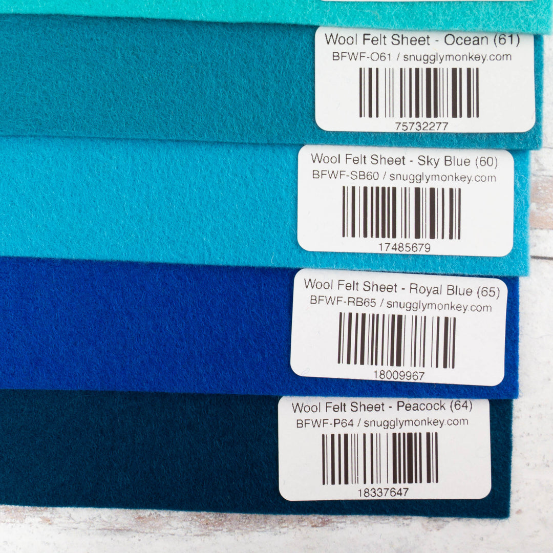 Wool Felt Sheet Collection - Teal/Blue