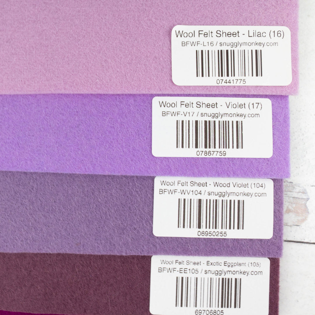 Wool Felt Sheet Collection - Purple/Maroon