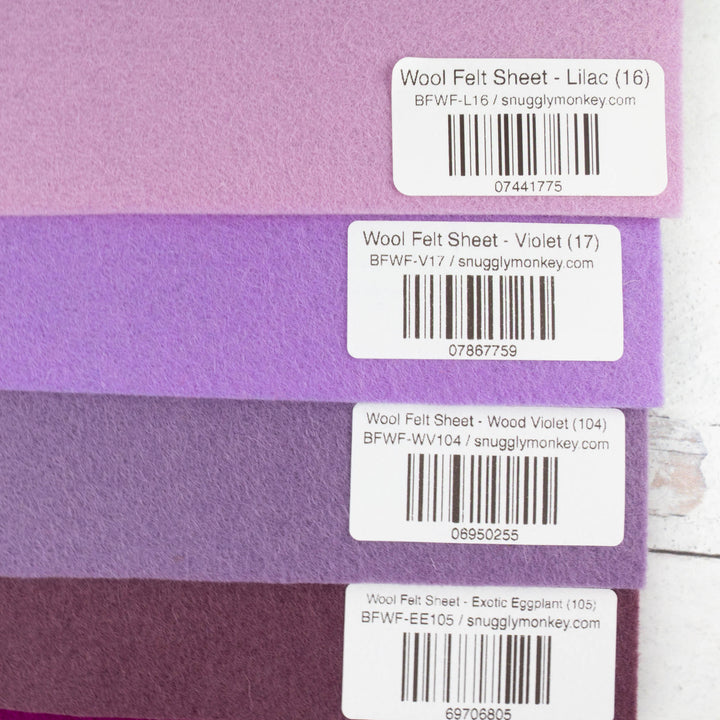Wool Felt Sheet Collection - Purple/Maroon