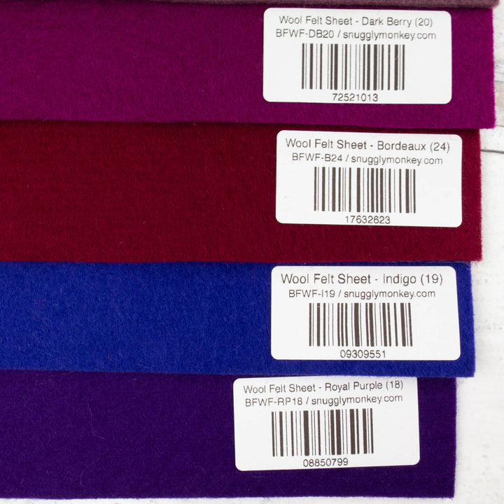 Wool Felt Sheet Collection - Purple/Maroon