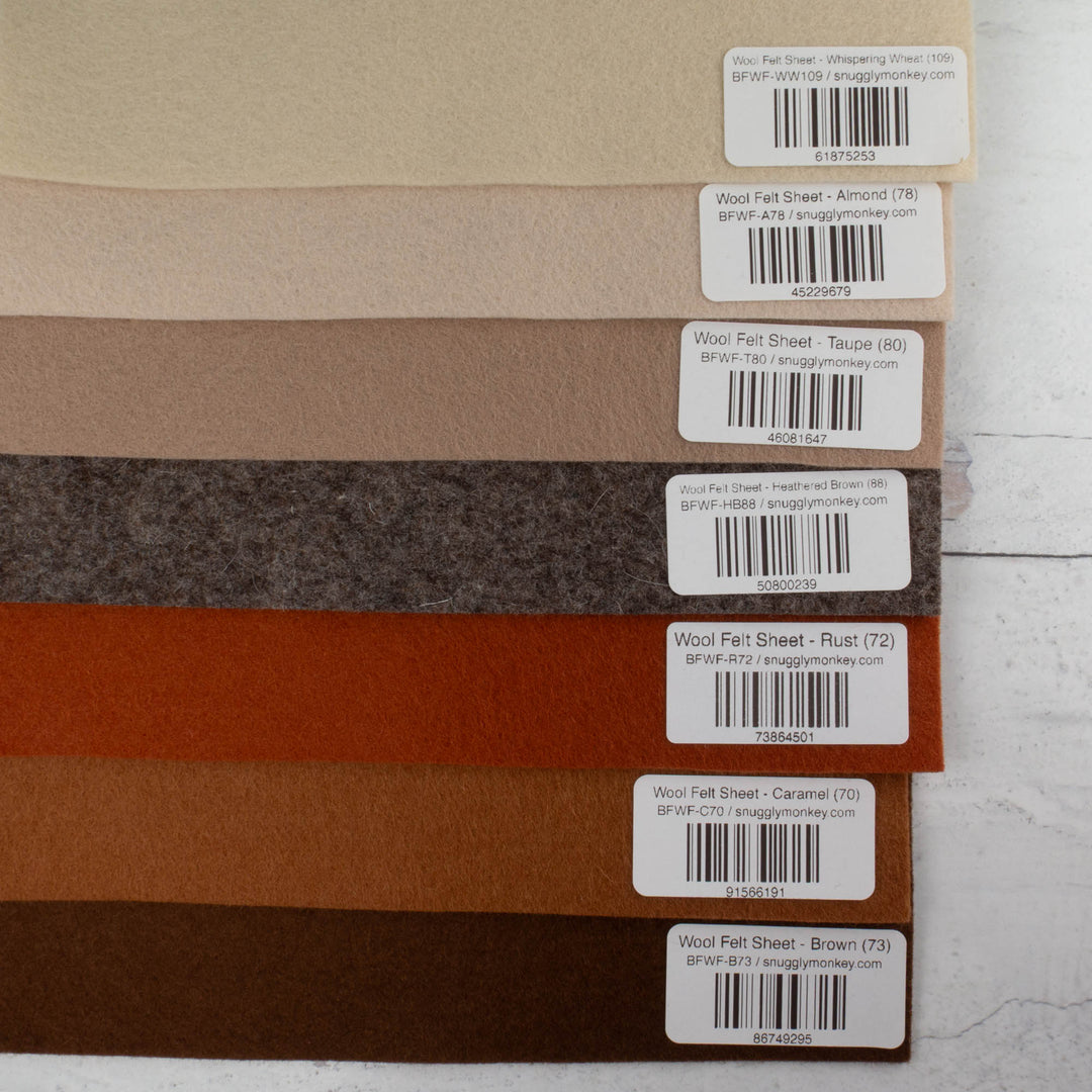 Wool Felt Sheet Collection - Browns