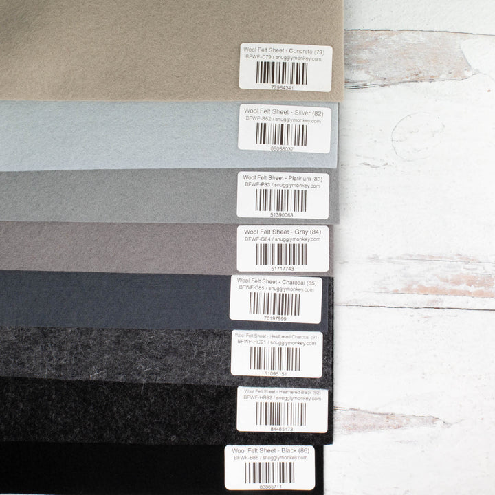 Wool Felt Sheet Collection - Gray/Black