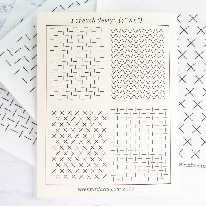 Stick & Stitch Sashiko Mending Patterns - Cream Set
