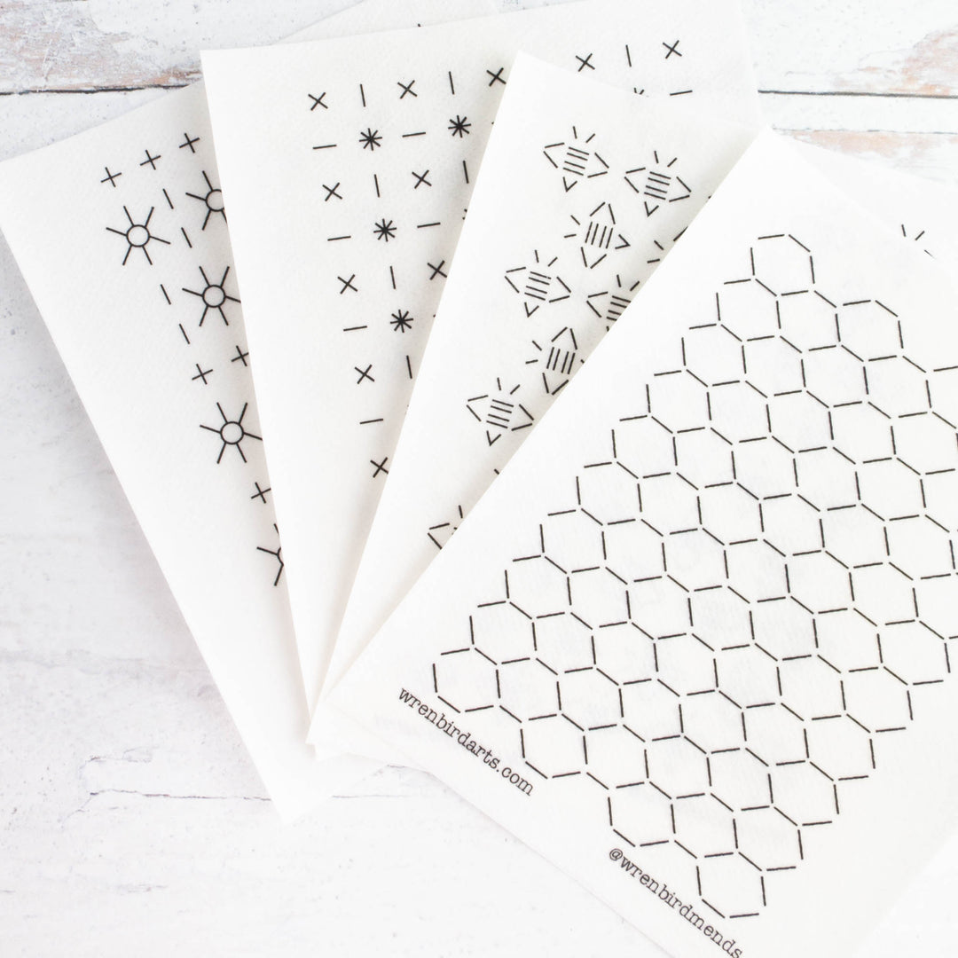 Stick & Stitch Sashiko Mending Patterns - Gold Set