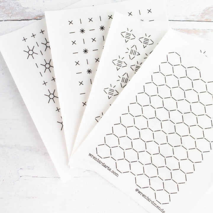 Stick & Stitch Sashiko Mending Patterns - Gold Set
