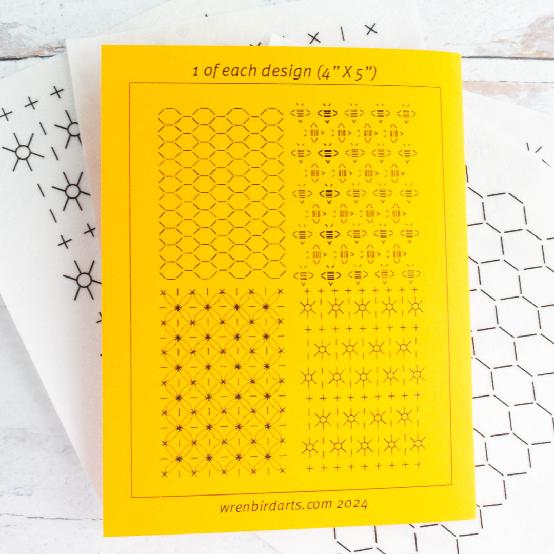 Stick & Stitch Sashiko Mending Patterns - Gold Set