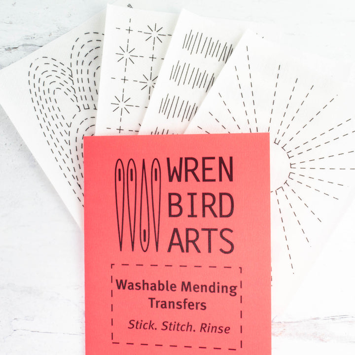 Stick & Stitch Sashiko Mending Patterns - Red Set