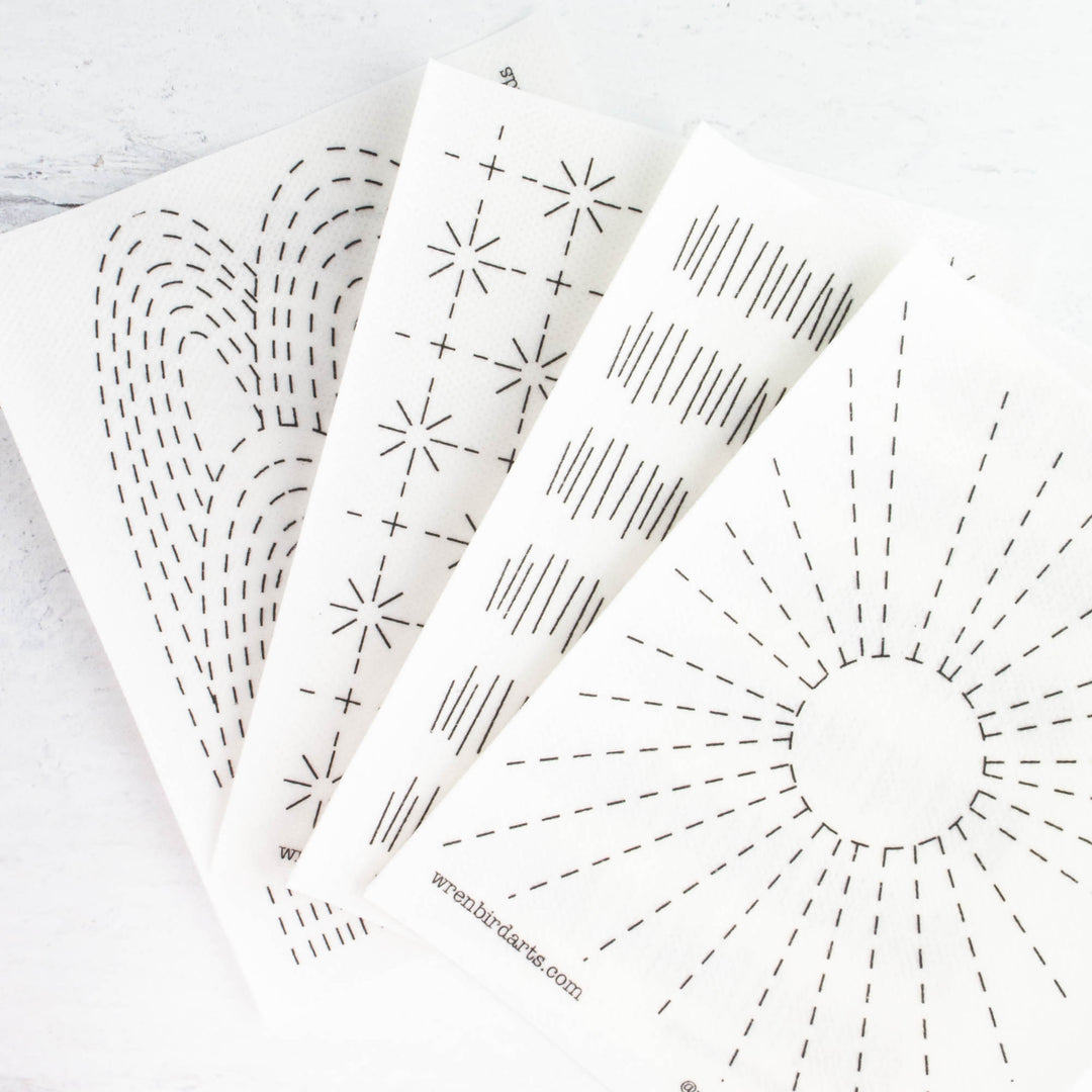 Stick & Stitch Sashiko Mending Patterns - Red Set