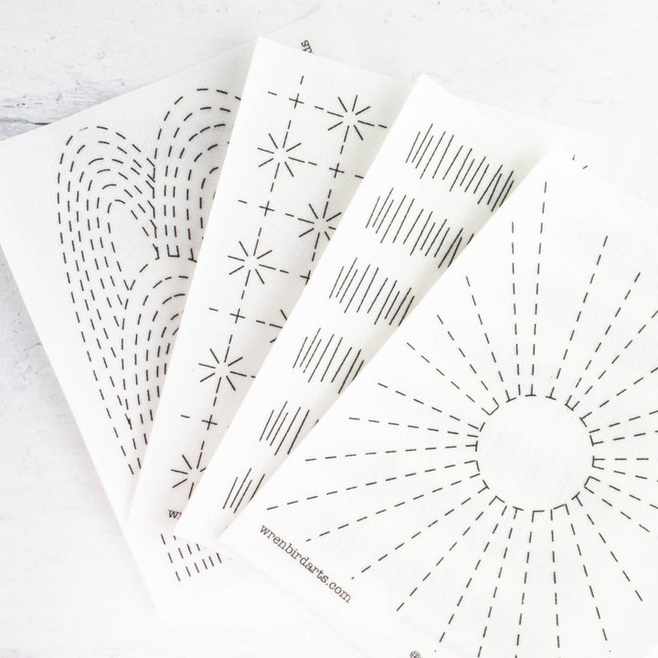 Stick & Stitch Sashiko Mending Patterns - Red Set