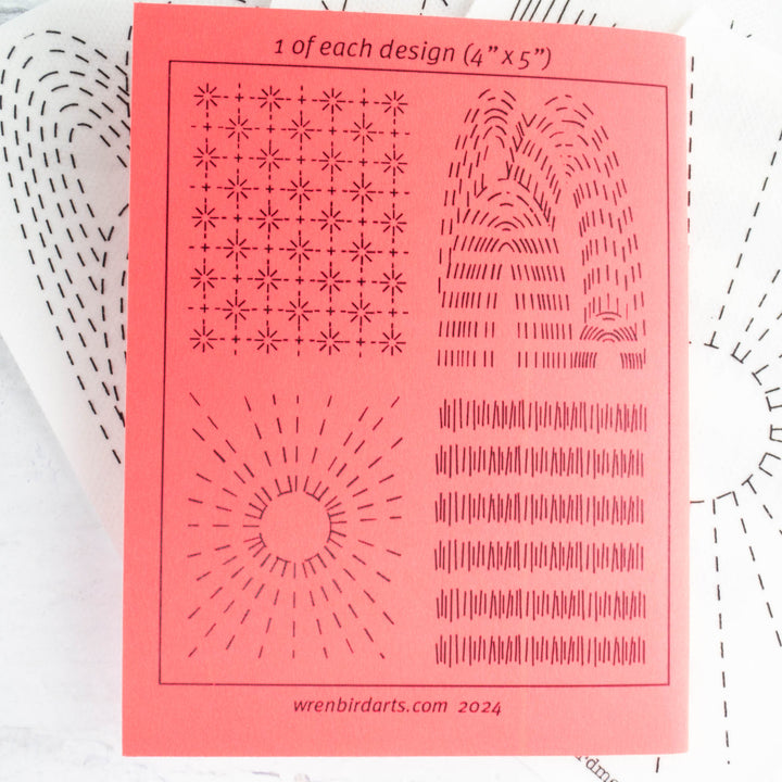 Stick & Stitch Sashiko Mending Patterns - Red Set
