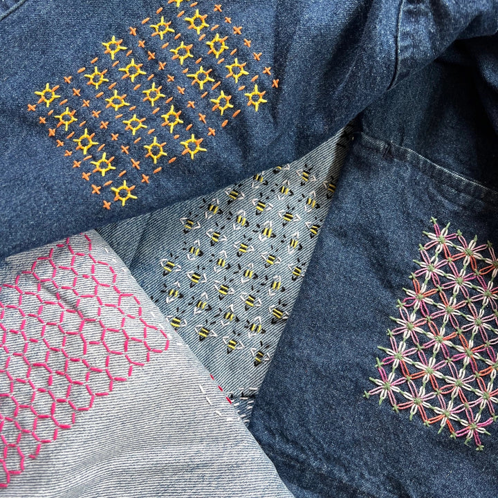 Stick & Stitch Sashiko Mending Patterns - Gold Set