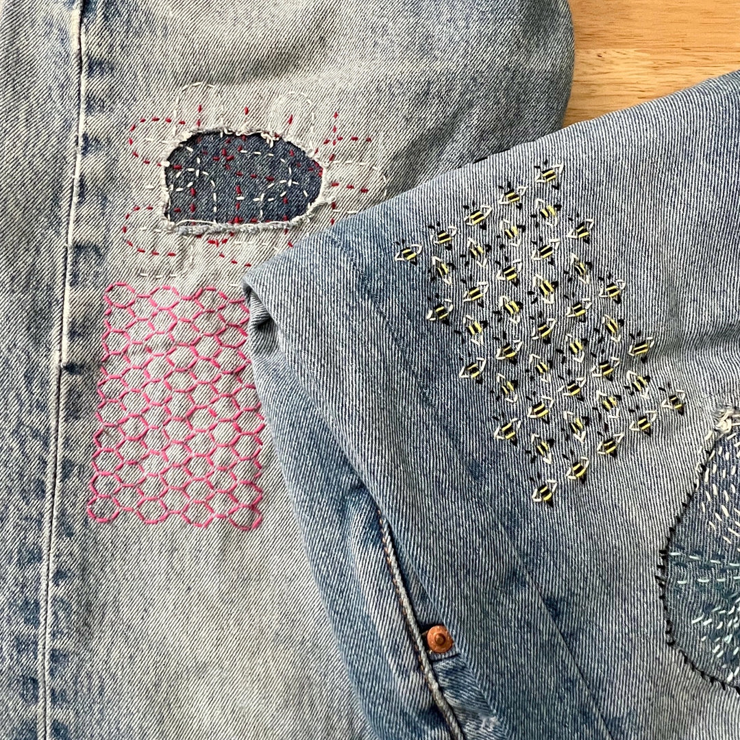 Stick & Stitch Sashiko Mending Patterns - Gold Set