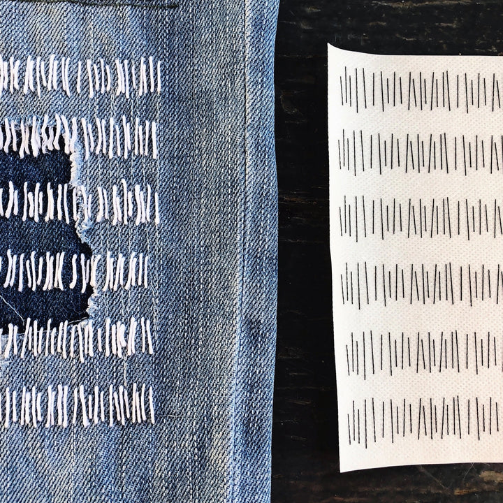 Stick & Stitch Sashiko Mending Patterns - Red Set