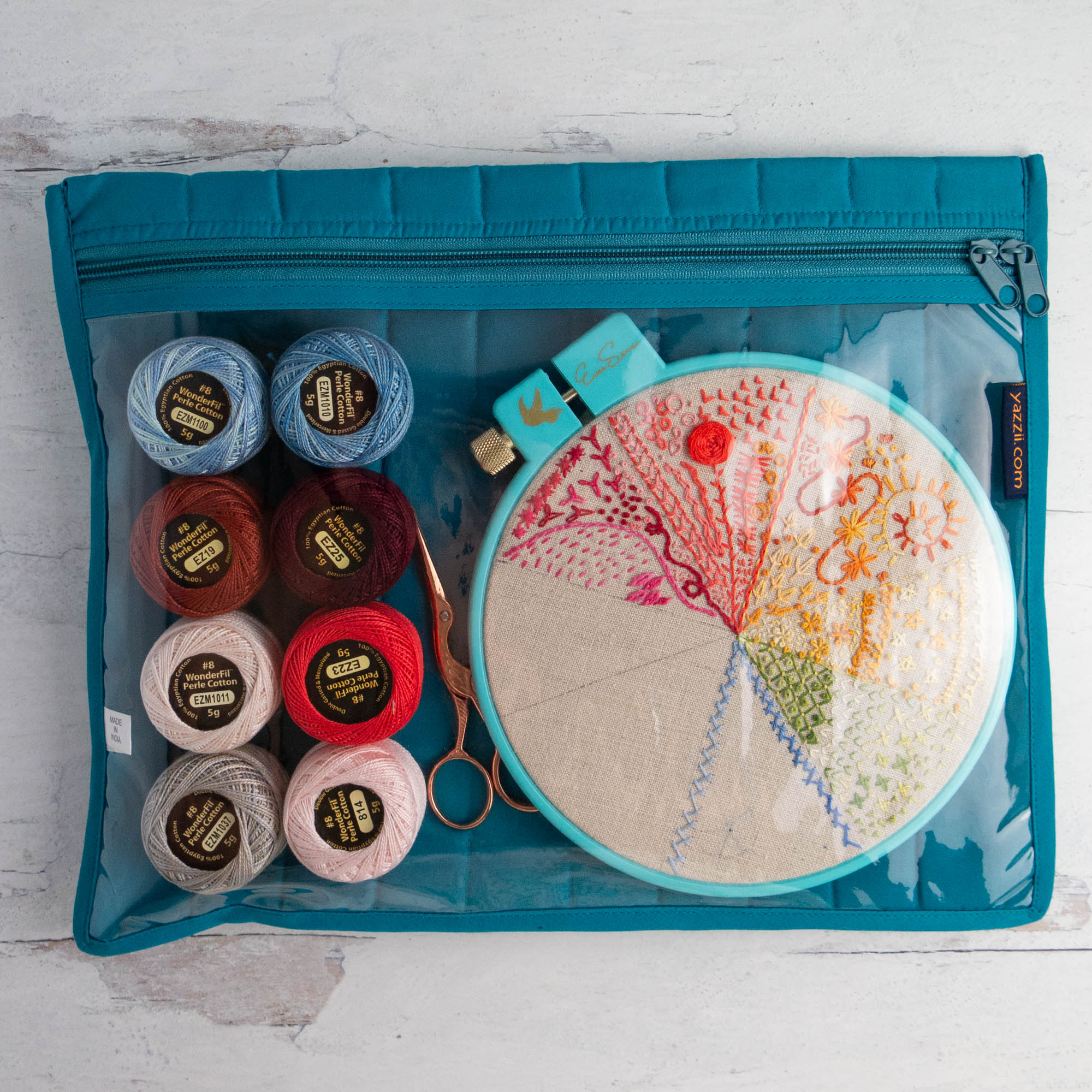 【emis】25SS★ ROSE STITCH SQUARE BAG Large Zippered Project Bag – Snuggly Monkey