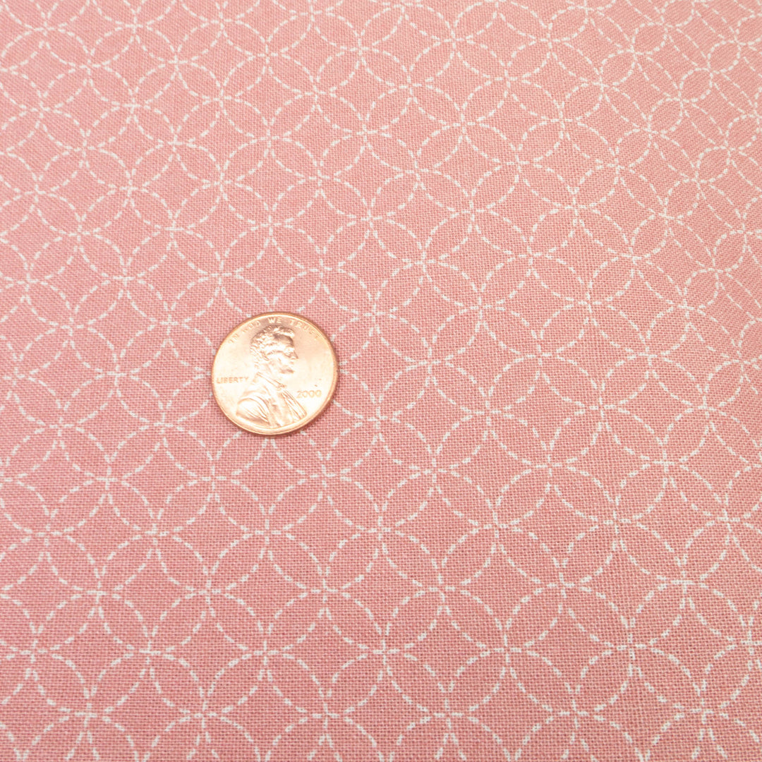 Sevenberry Kasuri : Sashiko Shippo Tsunagi on Pink (SBK22D112)