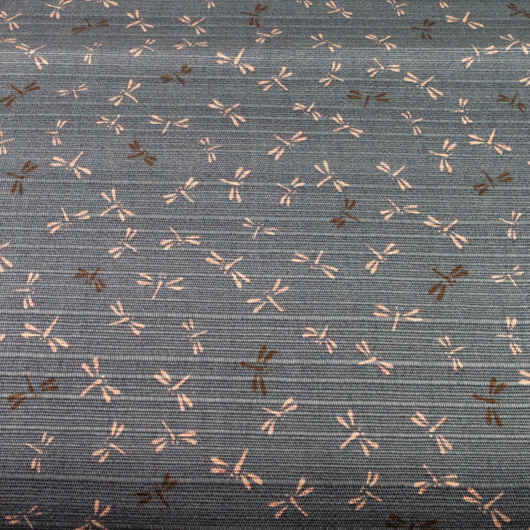 Double-Sided Cotton Dobby Fabric - Blue/Red Dragonflies (SBDS5D24)