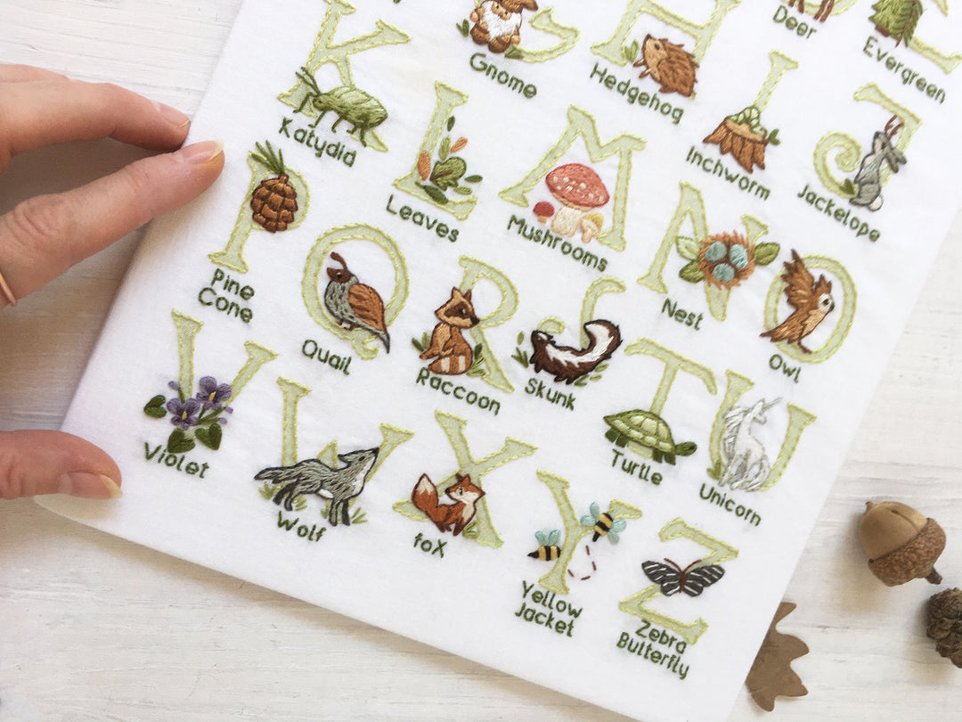 Woodland ABC Embroidery Sampler