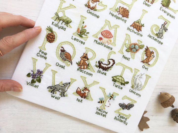 Woodland ABC Embroidery Sampler