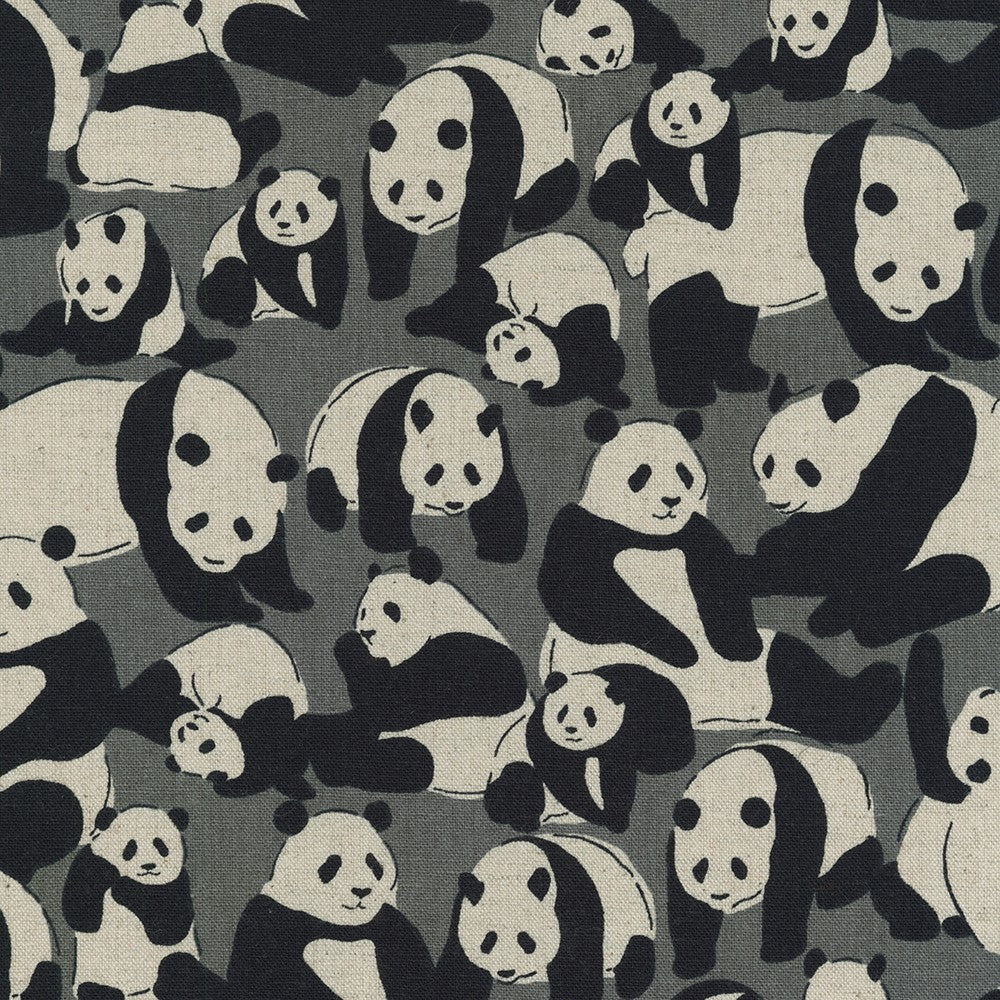 Sevenberry Cotton Flax Fabric - Pandas