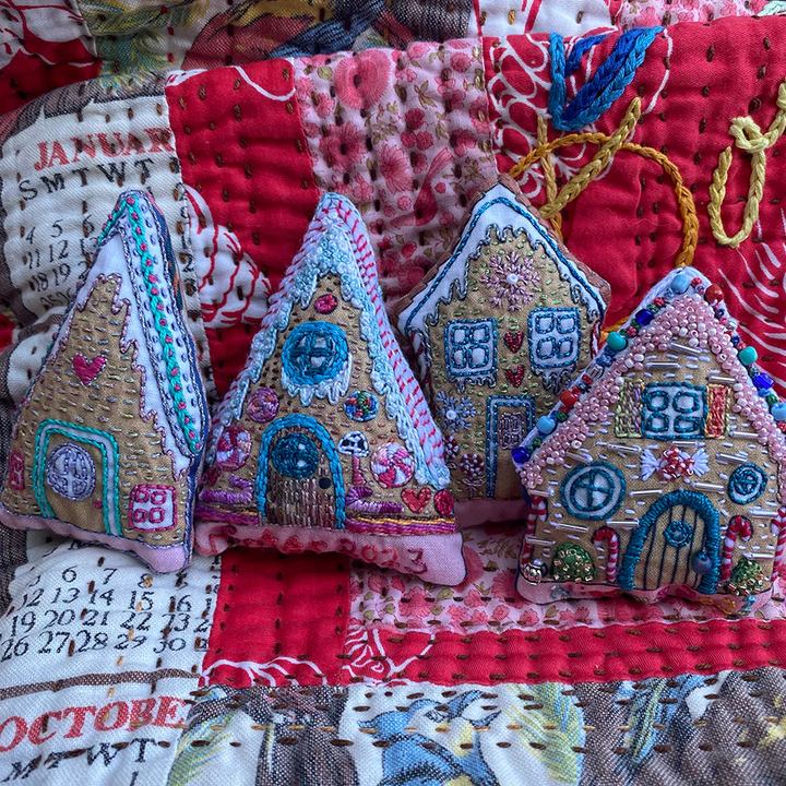 Dropcloth Samplers Gingerbread House Ornaments
