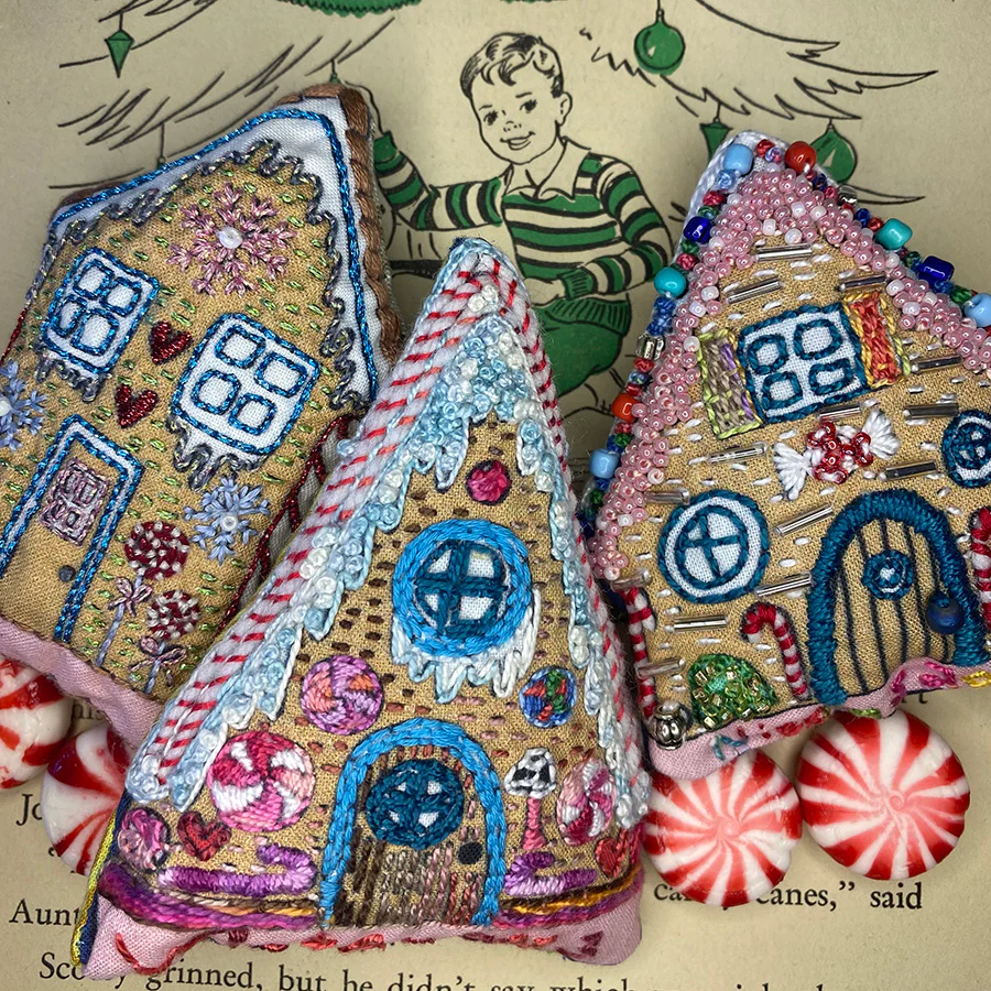 Dropcloth Samplers Gingerbread House Ornaments