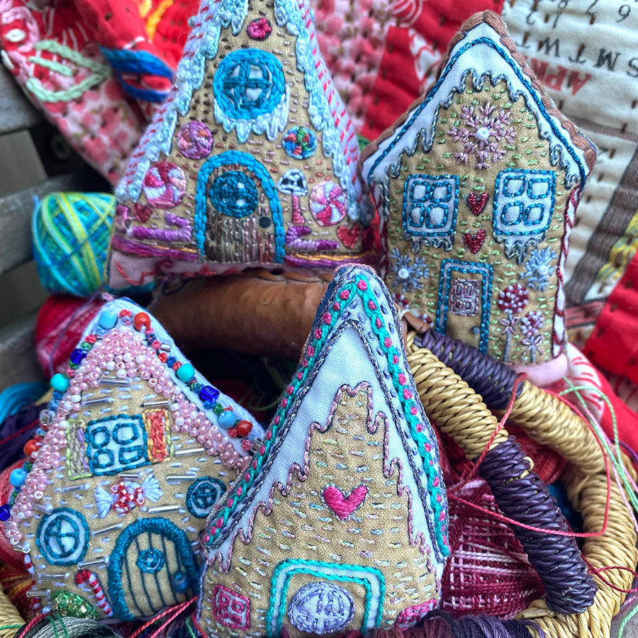 Dropcloth Samplers Gingerbread House Ornaments