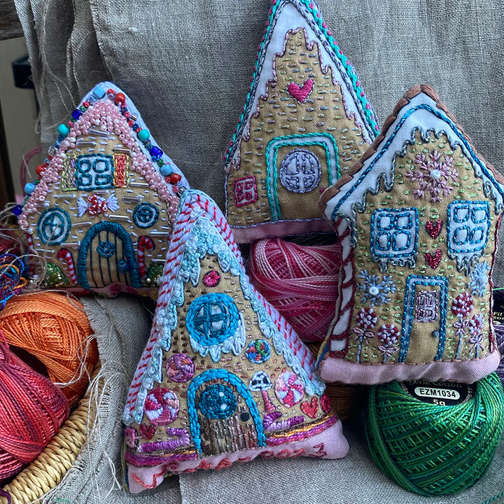 Dropcloth Samplers Gingerbread House Ornaments