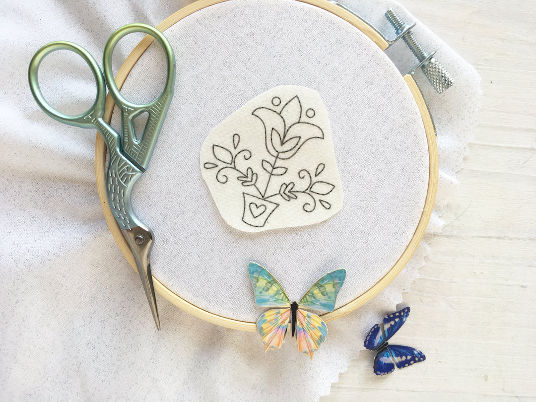 little dear Floral Stick & Stitch Embroidery Pattern