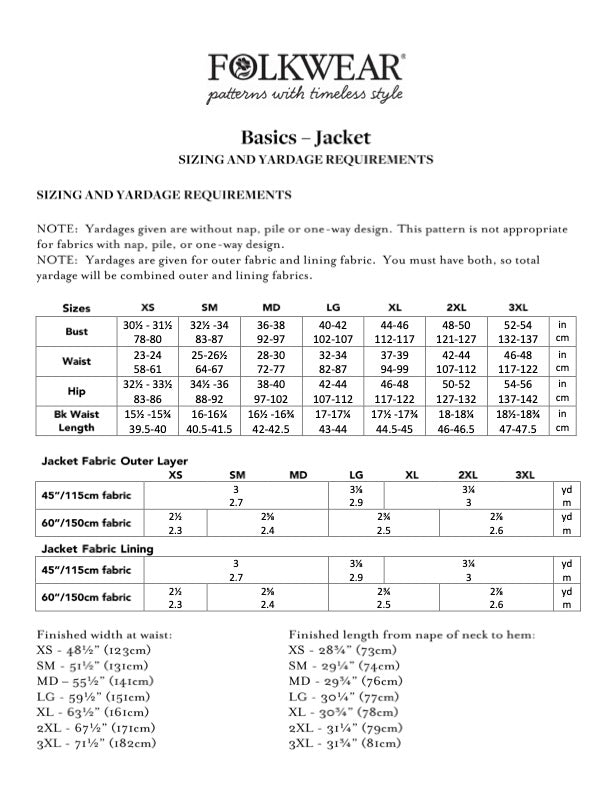 Basics Jacket Sewing Pattern
