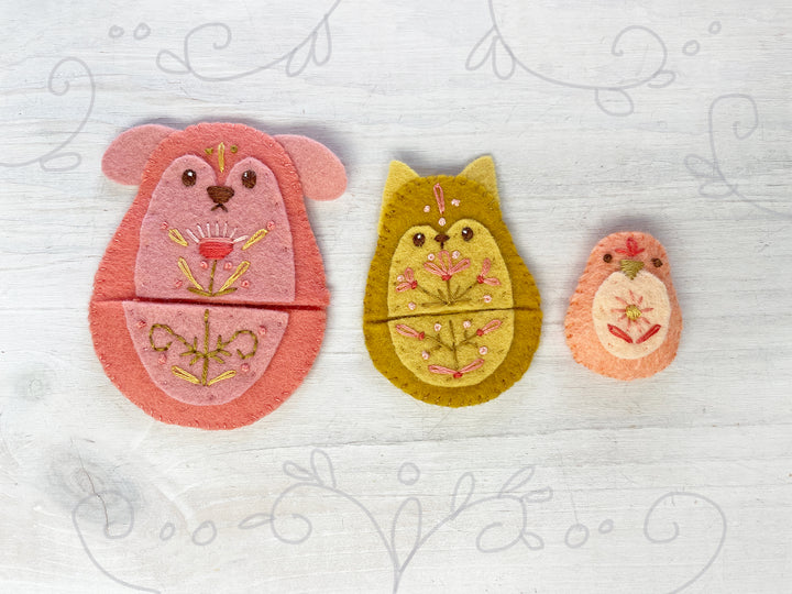 PDF Pattern - Felt Nesting Doll Pets Sewing Pattern