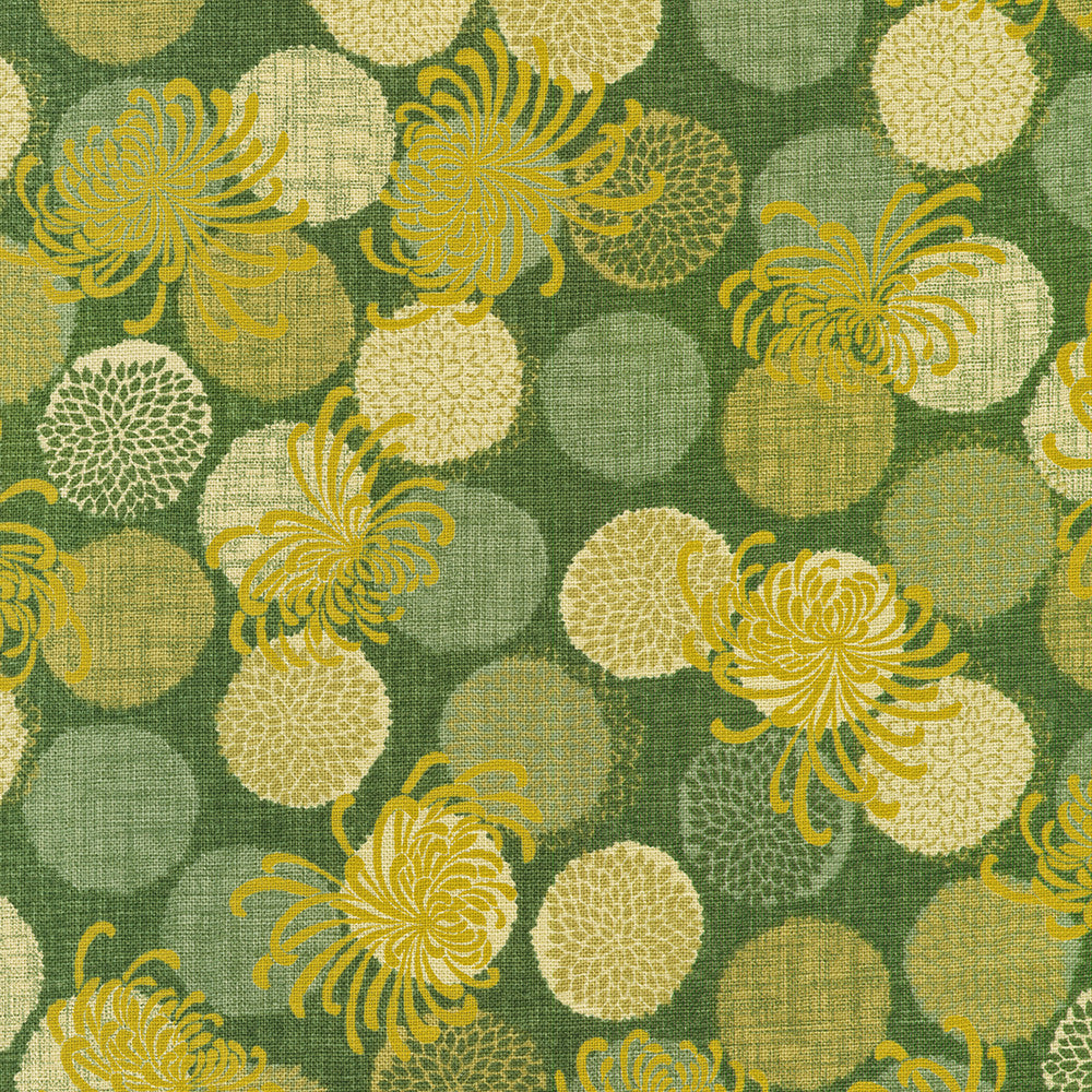 Nara Homespun :: Chrysanthemum and Dots in Pine (NHS4D15)