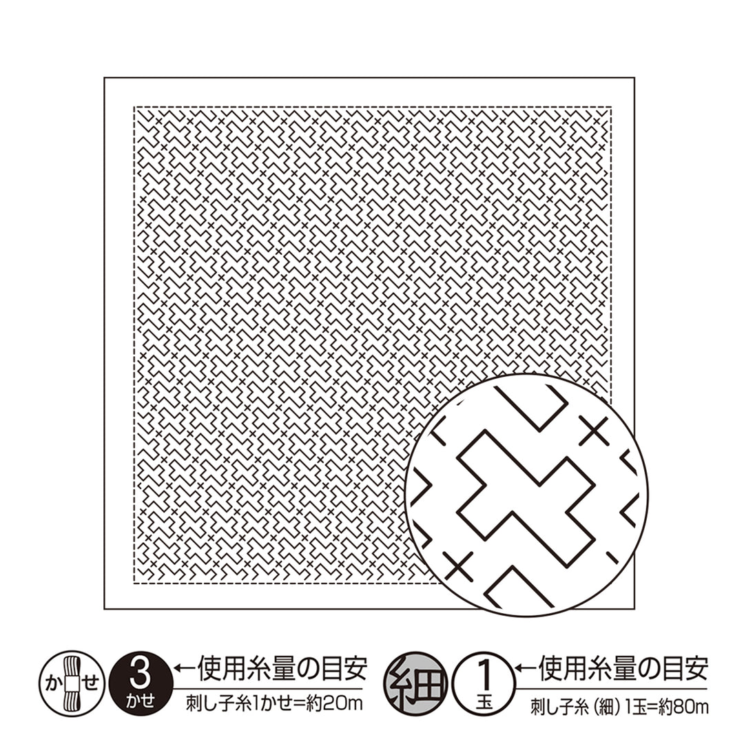 Hitomezashi Sashiko Stitching Sampler - Nagashi-JuJi (1051)