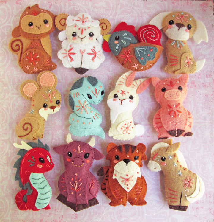 Chinese Zodiac Felt Animals PDF Pattern