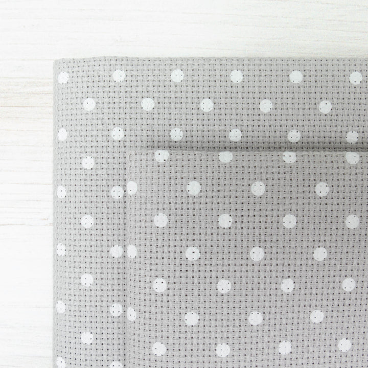 Gray with White Polka Dots Cross Stitch Fabric (18 ct)