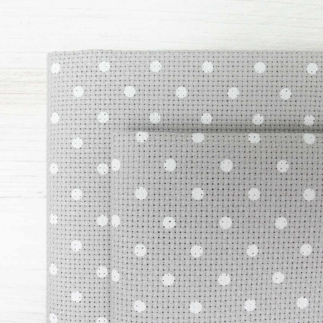 Gray with White Polka Dots Cross Stitch Fabric (18 ct)