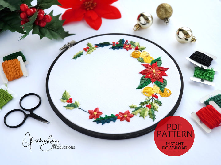PDF PATTERN - Poinsettia Wreath by BeCo Productions