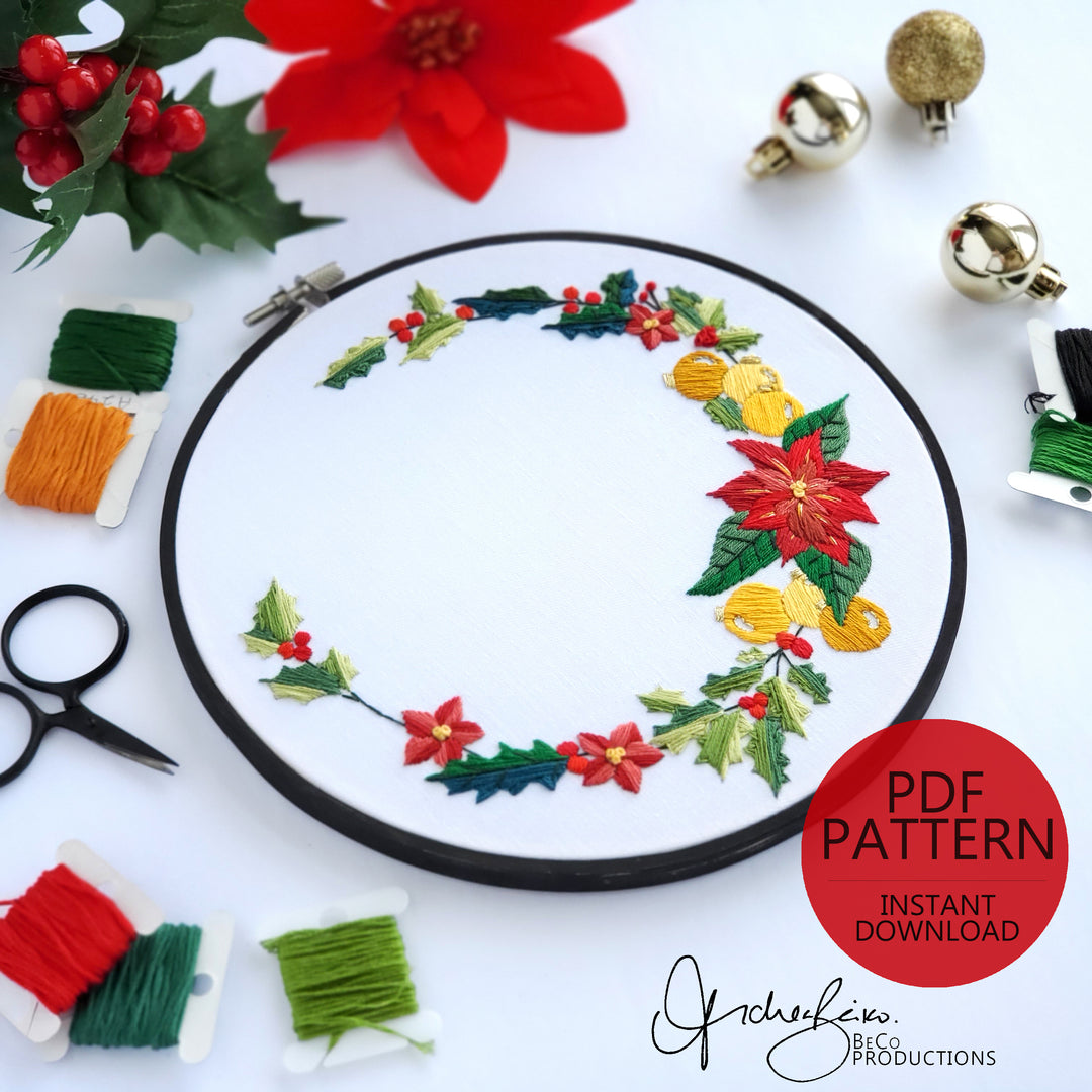 PDF PATTERN - Poinsettia Wreath by BeCo Productions