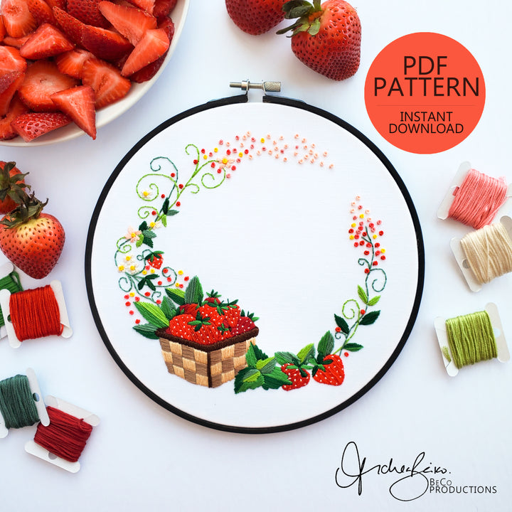 PDF PATTERN - Strawberry Floral Wreath by BeCo Productions