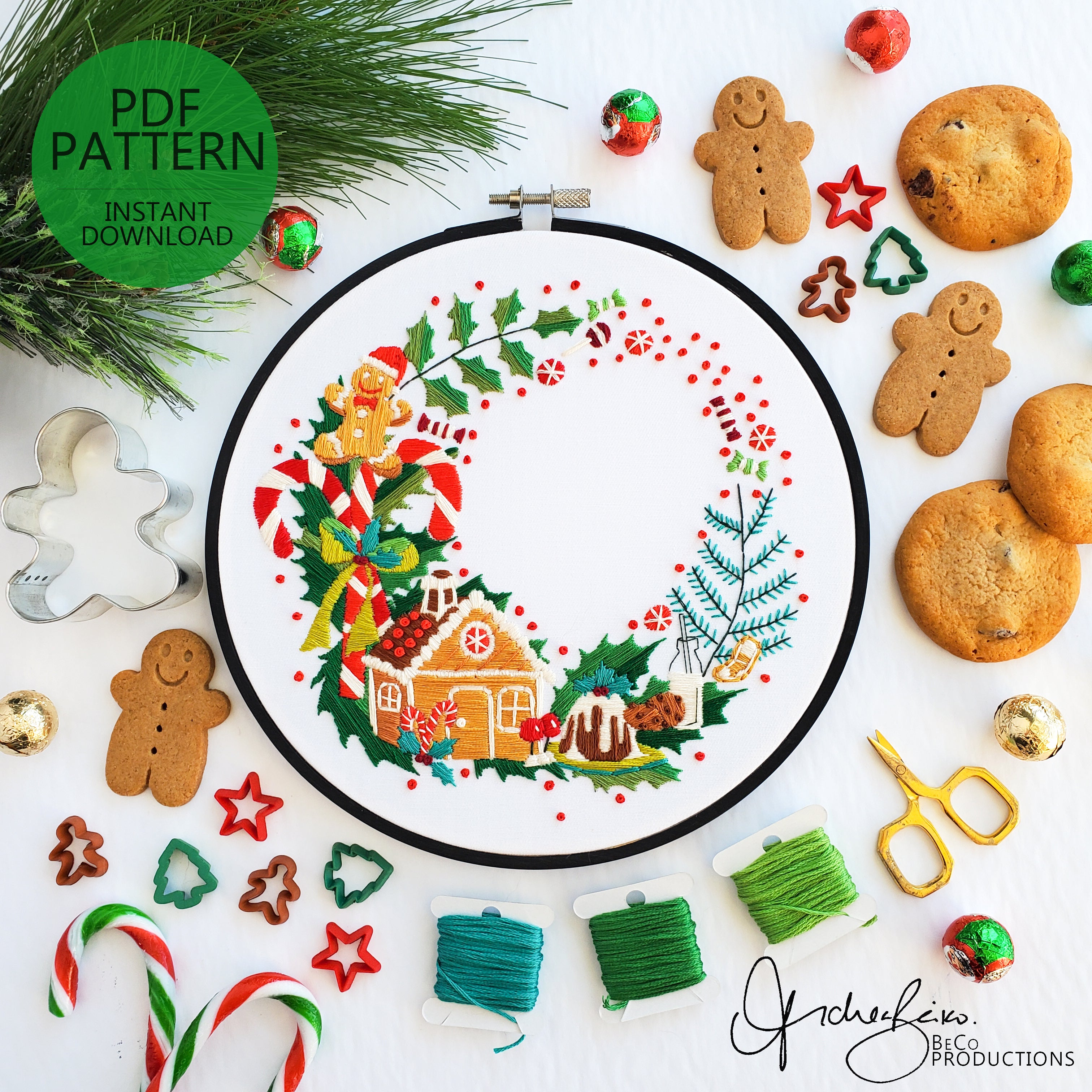 PDF PATTERN - Christmas Candy Wreath by BeCo Productions – Snuggly Monkey, image size:3024x3024